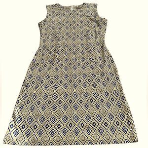 J. McLaughlin Women’s Gold And Navy Sleeveless Dress, Size L